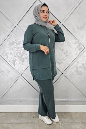 KADIN KOLYE VE TAŞ DETAYLI TESETTÜR TAKIM