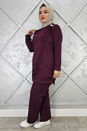 KADIN DÜĞME DETAYLI NERVÜR DİKİM TESETTÜR TAKIM