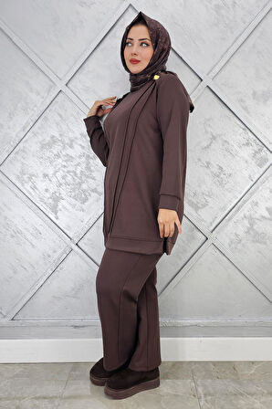 KADIN DÜĞME DETAYLI NERVÜR DİKİM TESETTÜR TAKIM