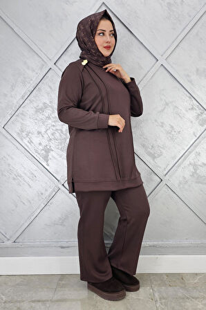 KADIN DÜĞME DETAYLI NERVÜR DİKİM TESETTÜR TAKIM