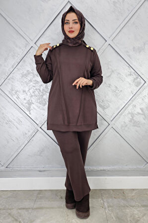 KADIN DÜĞME DETAYLI NERVÜR DİKİM TESETTÜR TAKIM