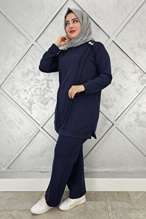 KADIN DÜĞME DETAYLI NERVÜR DİKİM TESETTÜR TAKIM