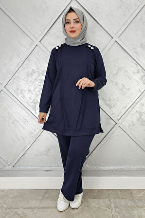 KADIN DÜĞME DETAYLI NERVÜR DİKİM TESETTÜR TAKIM