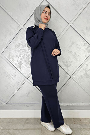 KADIN DÜĞME DETAYLI NERVÜR DİKİM TESETTÜR TAKIM