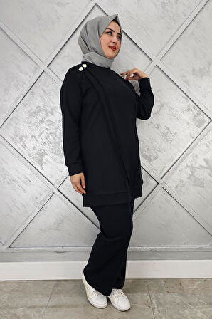 KADIN DÜĞME DETAYLI NERVÜR DİKİM TESETTÜR TAKIM