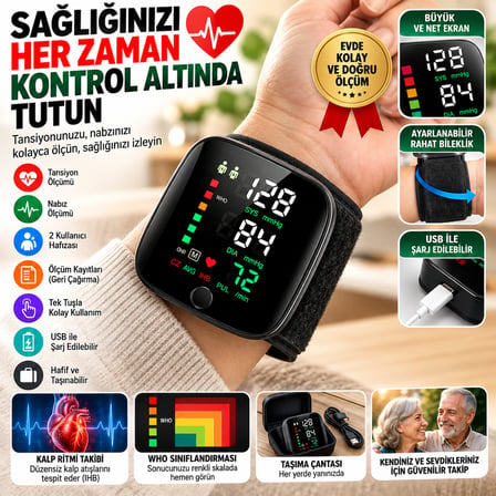 Bowie Hafızalı Dijital Bilek Tansiyon Ölçer 2 Kullanıcı
