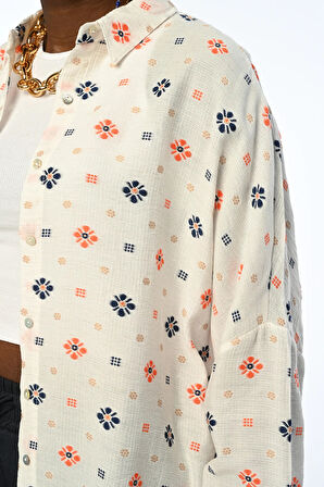 KADIN KREM RENK OVERSIZE GÖMLEK