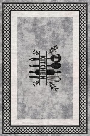 Ravona Şönil Modern Desen Kaymaz Pamuk Tabanlı Yıkanabilir Antibakteriyel Mutfak Halısı 100x150