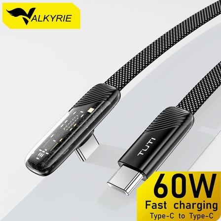 Tuti Süper Hızlı 60W PD Type-C Şarj ve Data Kablosu - Dayanıklı Örgülü Tasarım Vertical Yatay Kablo 130cm