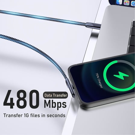 Tuti Süper Hızlı 60W PD Type-C Şarj ve Data Kablosu - Dayanıklı Örgülü Tasarım Vertical Yatay Kablo 130cm