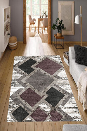 Multi Pvc Deri Kaymaz Taban Modern Salon Saçaksız Halı A76