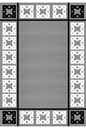 Gri Pvc Deri Kaymaz Taban Modern Salon Saçaksız Halı B-1071
