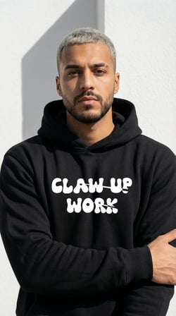OVERSIZE HOODIE | BLACKOUT STAY BASKILI (Unisex Pamuklu Yumuşak Dokulu Geniş Kesim Siyah Kapüşonlu Sweatshirt)