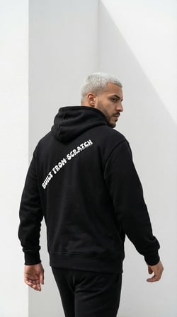 OVERSIZE HOODIE | BLACKOUT STAY BASKILI (Unisex Pamuklu Yumuşak Dokulu Geniş Kesim Siyah Kapüşonlu Sweatshirt)