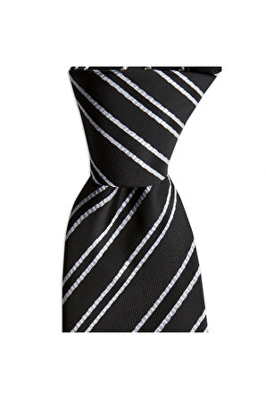 Siyah çizgili 8 cm genişliğinde kravat