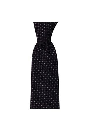 Koyu gri desenli 8 cm genişliğinde kravat