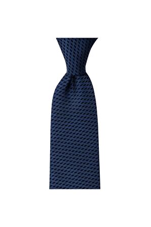 Koyu mavi desenli 8 cm genişliğinde kravat