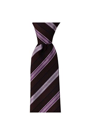 Kahverengi çizgili 8 cm genişliğinde kravat