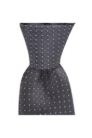 Açık gri desenli 7,5 cm genişliğinde kravat