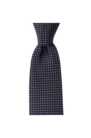 Lacivert desenli 8 cm genişliğinde kravat