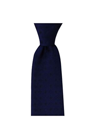 Gece mavisi desenli 8 cm genişliğinde kravat