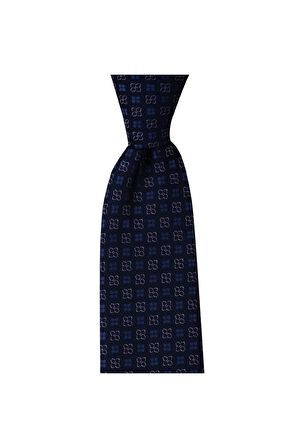 Çiçek desenli lacivert renkli 8 cm genişliğinde kravat
