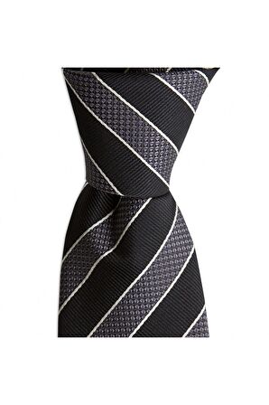 Gri çizgili 8 cm genişliğinde kravat