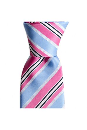 Pembe çizgili 8 cm genişliğinde kravat
