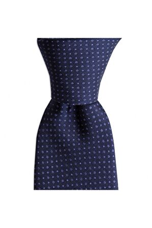 Lacivert desenli 8 cm genişliğinde kravat