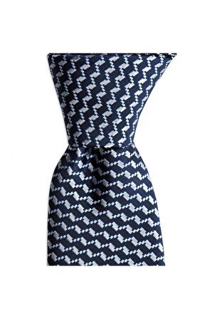 Lacivert desenli 8 cm genişliğinde kravat