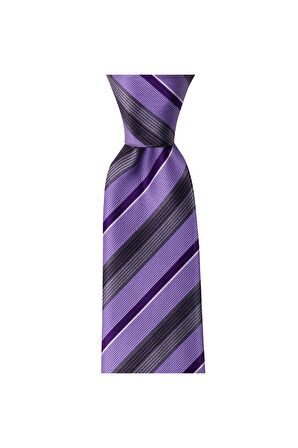 Lila çizgili 8 cm genişliğinde kravat