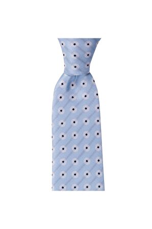 Açık mavi desenli 8 cm genişliğinde kravat