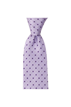Lila desenli 8 cm genişliğinde mendilli kravat