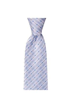 Mavi çiçek desenli 8 cm genişliğinde mendilli kravat