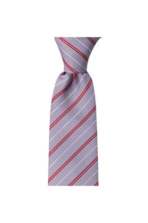 Kırmızı çizgili 8 cm genişliğinde mendilli kravat