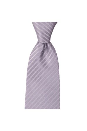 Açık gri çizgili 8,2 cm genişliğinde mendilli kravat