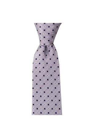 Açık gri desenli 8 cm genişliğinde kravat