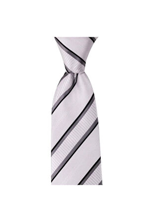 Beyaz Çizgili 8 Cm Genişliğinde Mendilli Kravat