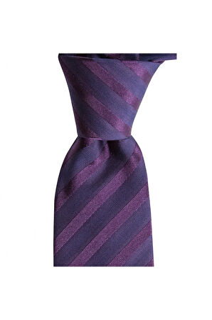 Mor Çizgili 7,5 Cm Genişliğinde Ipek Kravat