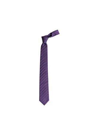 Mor Çizgili 7,5 Cm Genişliğinde Ipek Kravat