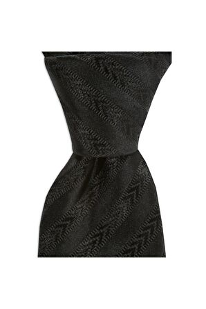 Siyah çizgili 8 cm genişliğinde ipek kravat