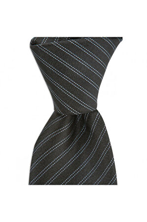 Siyah çizgili 7,5 cm genişliğinde ipek kravat
