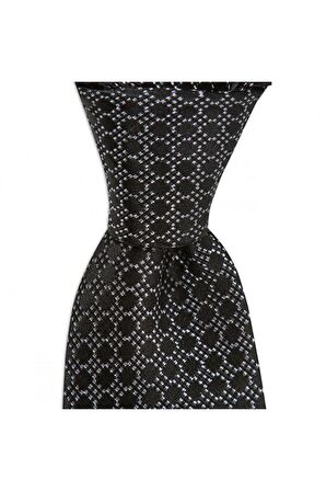 Siyah desenli 8 cm genişliğinde ipek kravat