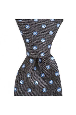 Gri renkli 8 cm genişliğinde yün ipek karışımlı kravat