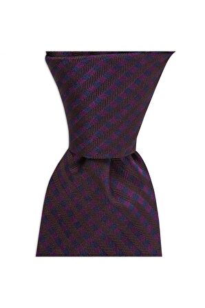 Mor desenli 8 cm genişliğinde ipek kravat