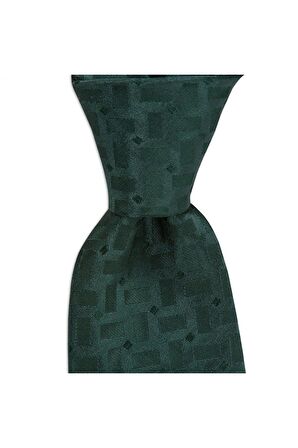 Yeşil desenli  8 cm genişliğinde ipek kravat