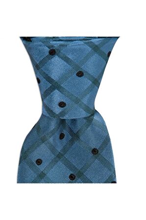 Yeşil desenli 8 cm genişliğinde ipek kravat