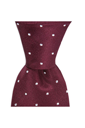 Bordo desenli 8 cm genişliğinde ipek kravat
