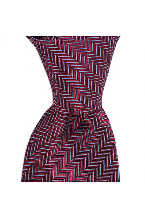 Bordo desenli 8 cm genişliğinde ipek kravat