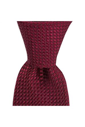 Bordo desenli 7,5 cm genişliğinde ipek kravat